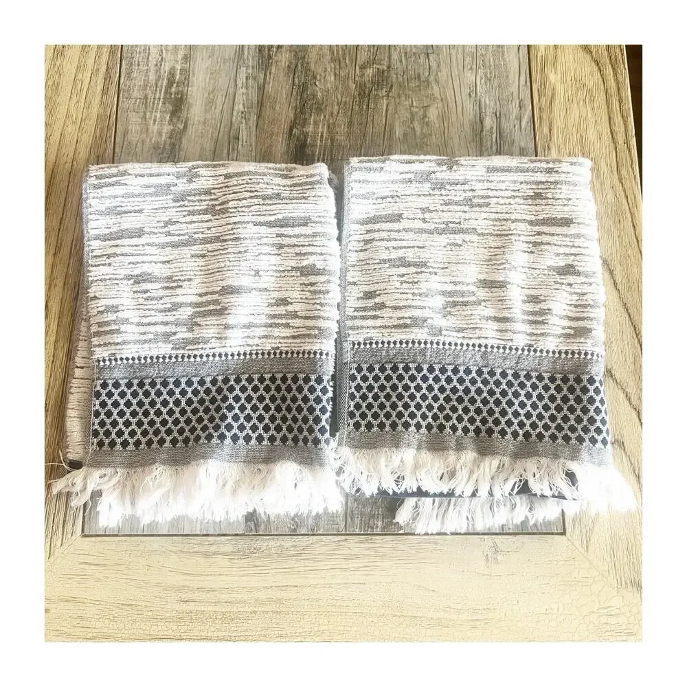 World Market Hand Towels Made In Portugal Diamond Print 100% Cotton 19”x28”